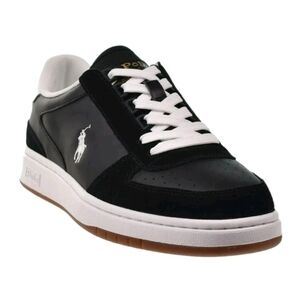 Polo Ralph Lauren Black Leather Suede Court Low Top Sneakers US Men's Size 11.5
